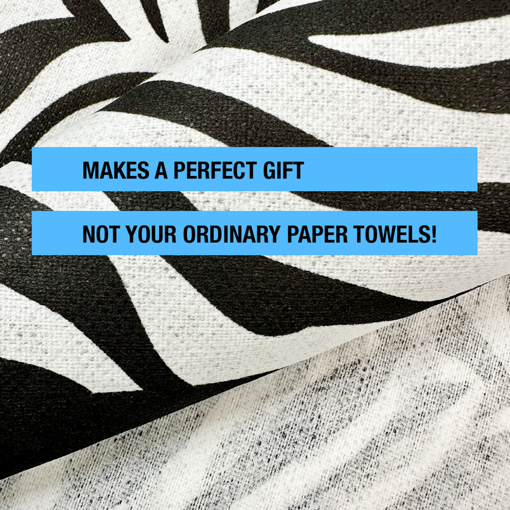 World's First Zebra Paper Towels - 100 Sheets - Reusable Black + White Paper Towels- Single Roll