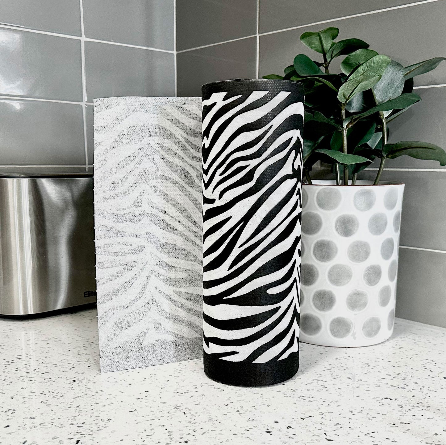 Reusable Paper Towels with Zebra Print - 100 STRONG Sheets per Roll